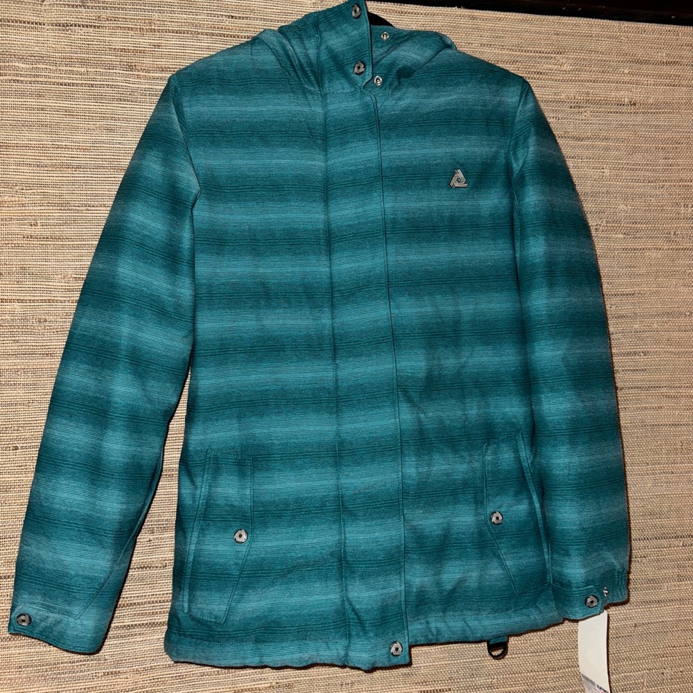 Aperture women’s snowboard jacket riverrun striped teal XS NWT